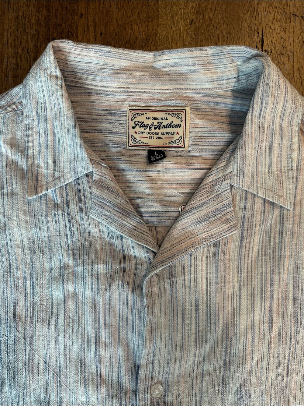 Flag & Anthem Men's Light Blue Stripe Linen Button-Down Shirt